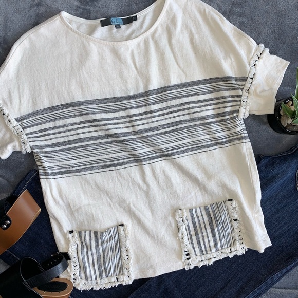 Anthropologie Eva Franco Pocket T-Shirt Tan SizeXS - Picture 12 of 15